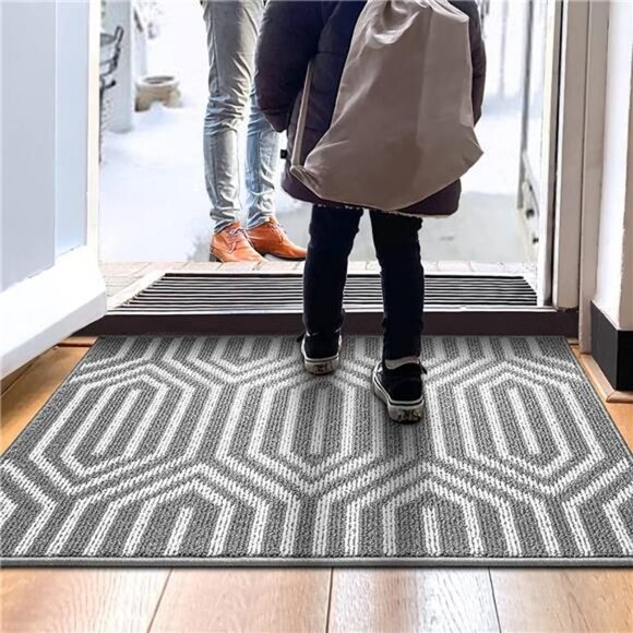 Durable Front Door Mats for Entryway, 20"X32" Grey - Picture 3 of 6